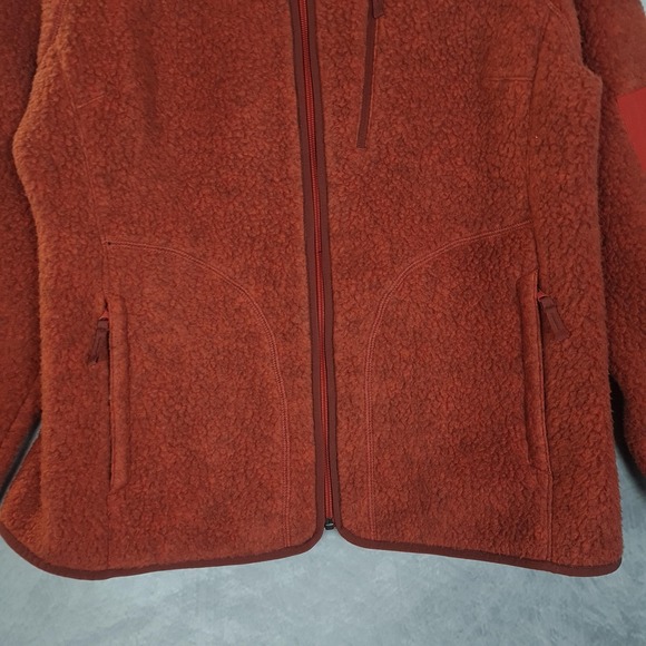 LL Bean Polartec Thermal Fleece Jacket Womens L Petite Rust Orange Zip Gorpcore - Picture 8 of 16